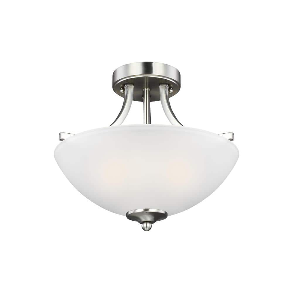 Generation Lighting 7716502EN3-962 Transitional Two Light Semi-Flush Convertible Pendant from Seagull - Geary Collection in Pewter, Nickel, Silver Finish,