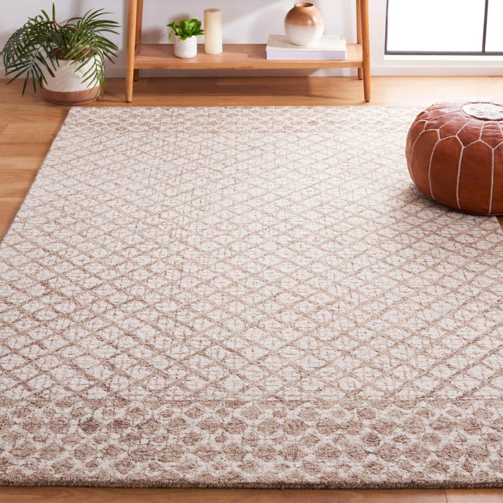 SAFAVIEH Abstract Ryder Geometric Area Rug, Ivory/Brown, 6' x 6' Square