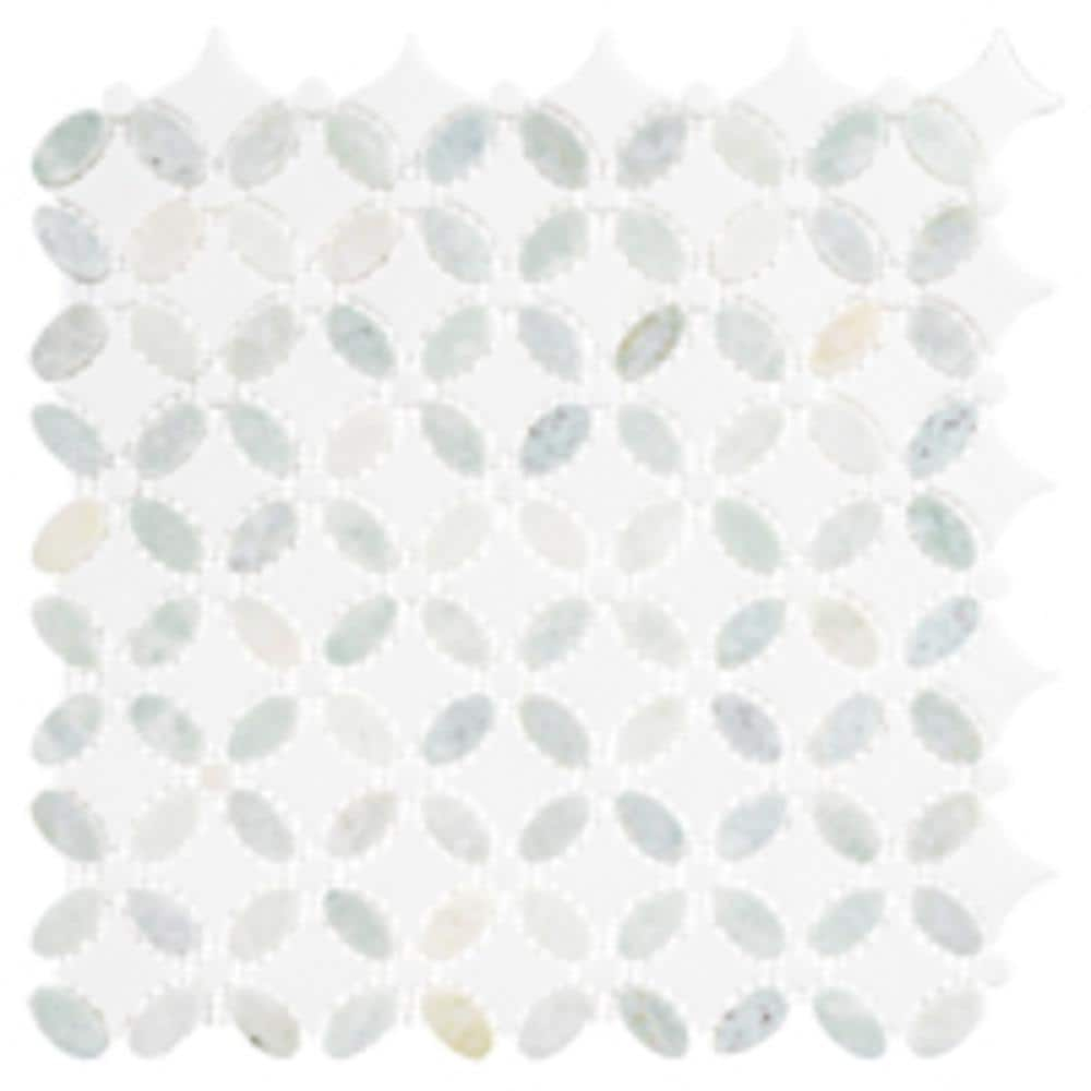 SAMPLE-Martha Zummer White Novelty Marble Look Glossy Natural Stone Mosaic Wall & Floor Tile