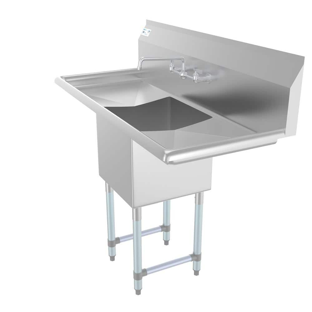 Stainless Steel Commercial Kitchen Prep Sink with Dual Drainboards