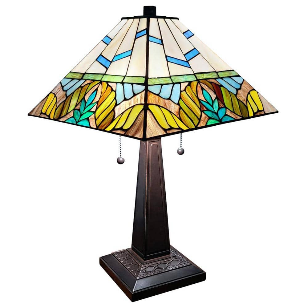Amora Lighting Tiffany Style Multi Color Mission Table Lamp 22" Tall