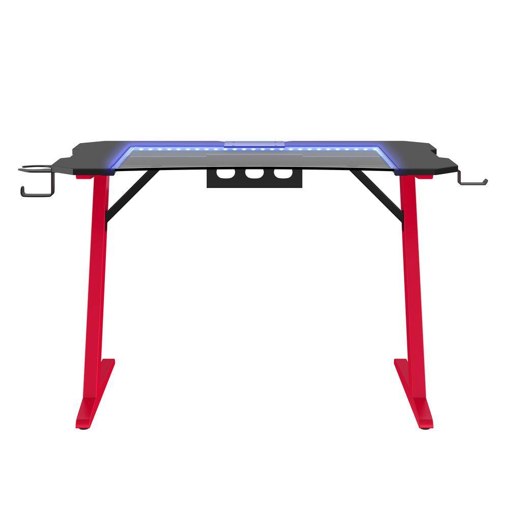 Dardashti 29.72" Gaming Desk with built in LED Lights in Ruby Red