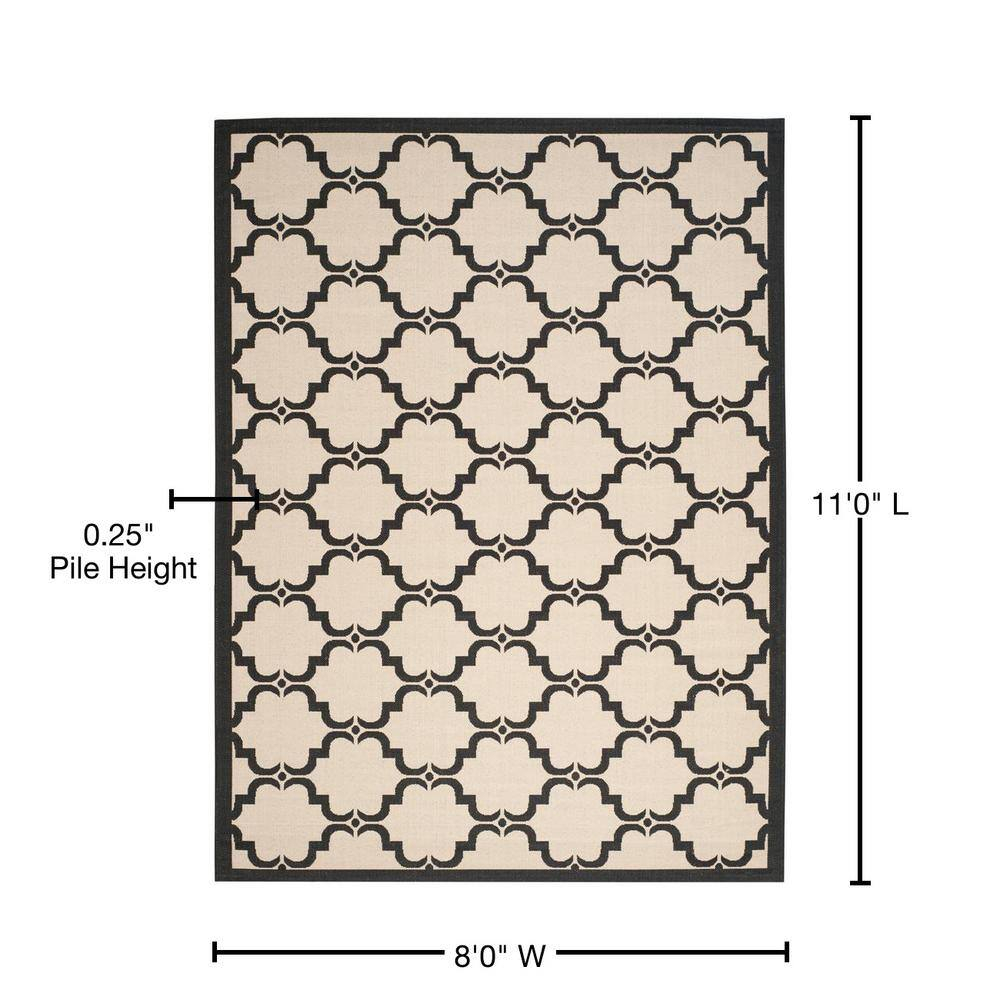 SAFAVIEH Courtyard Estelle Geometric Indoor/Outdoor Area Rug, 8' x 11', Beige/Black