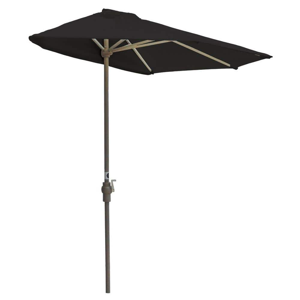 Blue Star OFF-THE-WALL BRELLA Sunbrella Half Umbrella, 9'-Width, Black Canopy