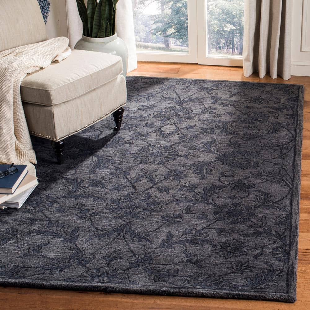 SAFAVIEH Antiquity May Floral Vines Wool Area Rug, Grey/Multi, 9' x 12'