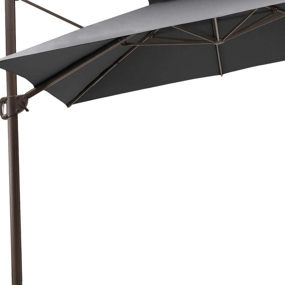 11 ft. Dark Gray Polyester Round Tilt Cantilever Patio Umbrella with Stand