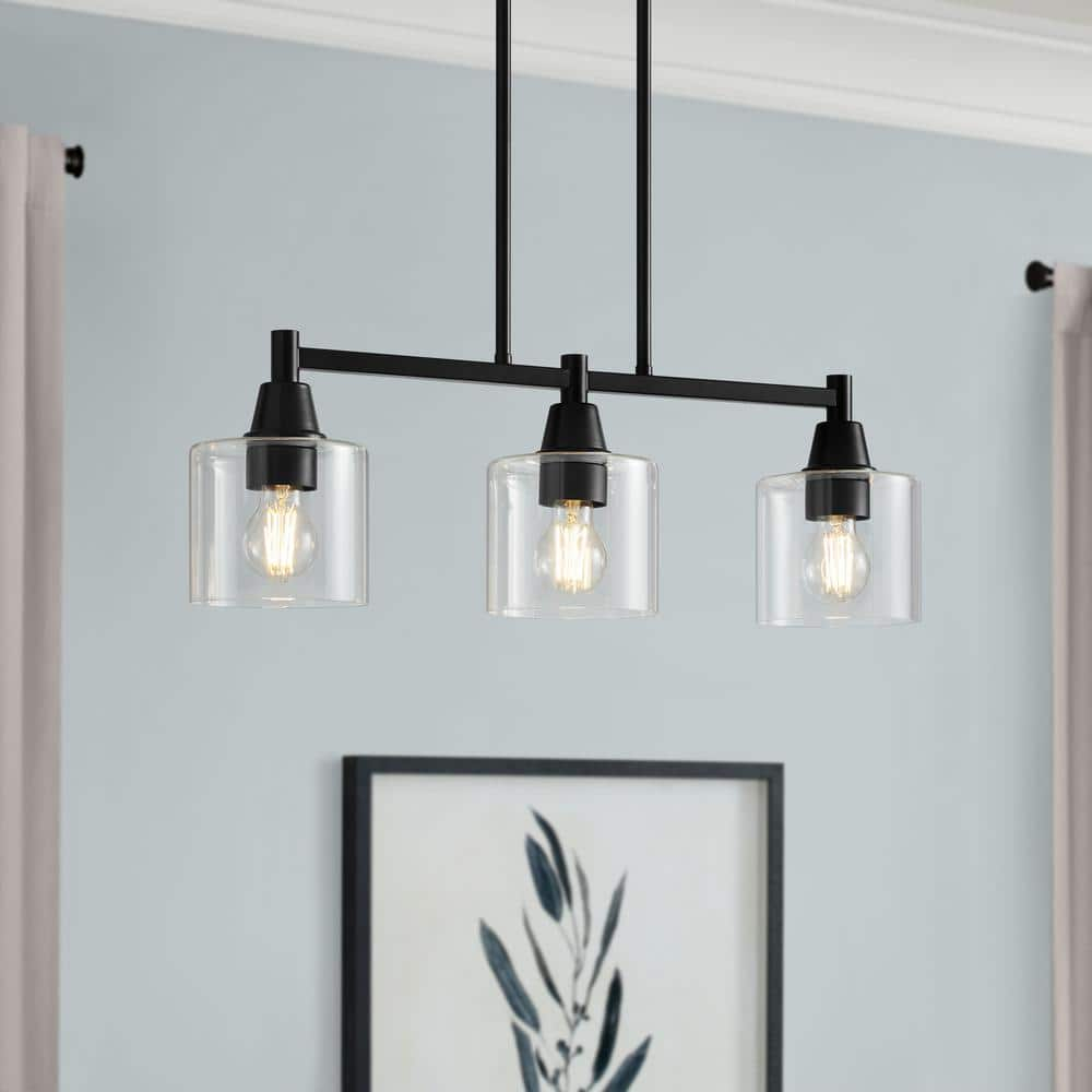 Hampton Bay Oron Black Linear Island Pendant Hanging Light, Kitchen Lighting