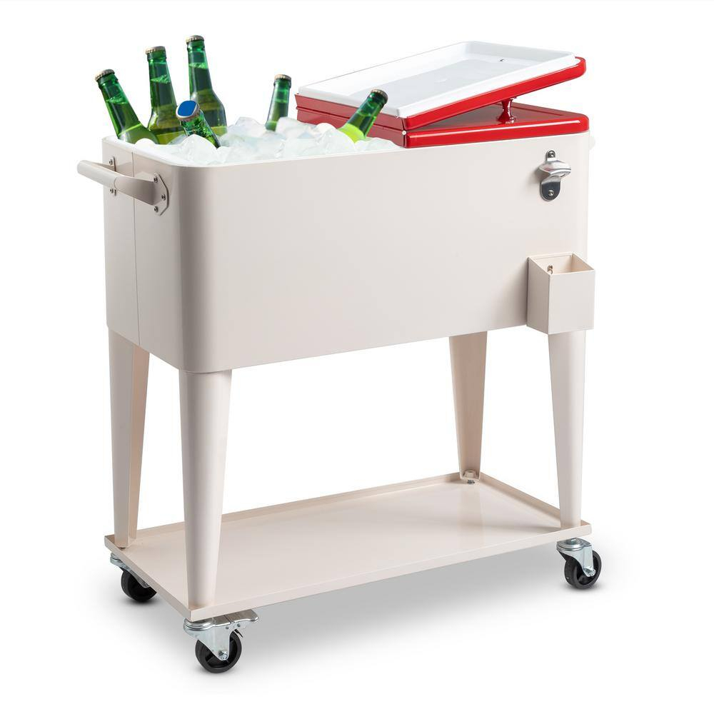 BAYUELSWU Cooler Carts 80 Quart Patio Cooler Rolling Cooler Ice Chest with Shelf, Portable Rolling Outdoor Cooler for Outdoor Indoor Patio Party Camping Patio