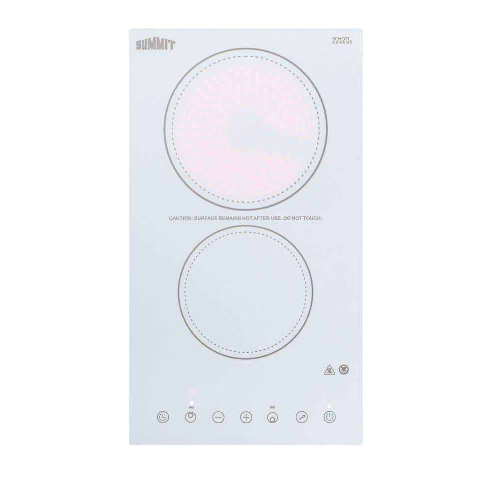 White Ceramic Glass 2 Burner Electric Cooktop with Touch Control