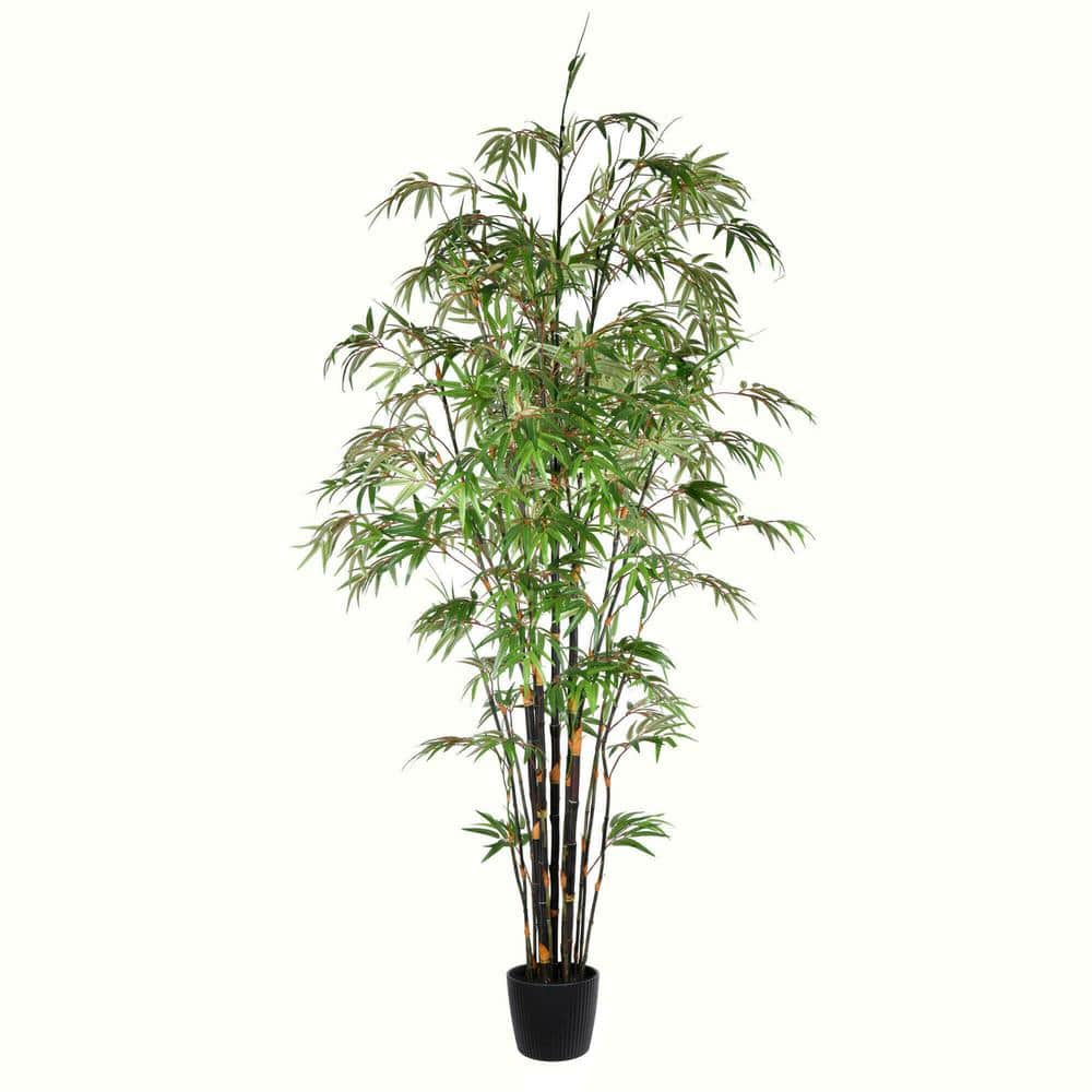 Vickerman 8' Artificial Potted Black Japanese Bamboo Tree.