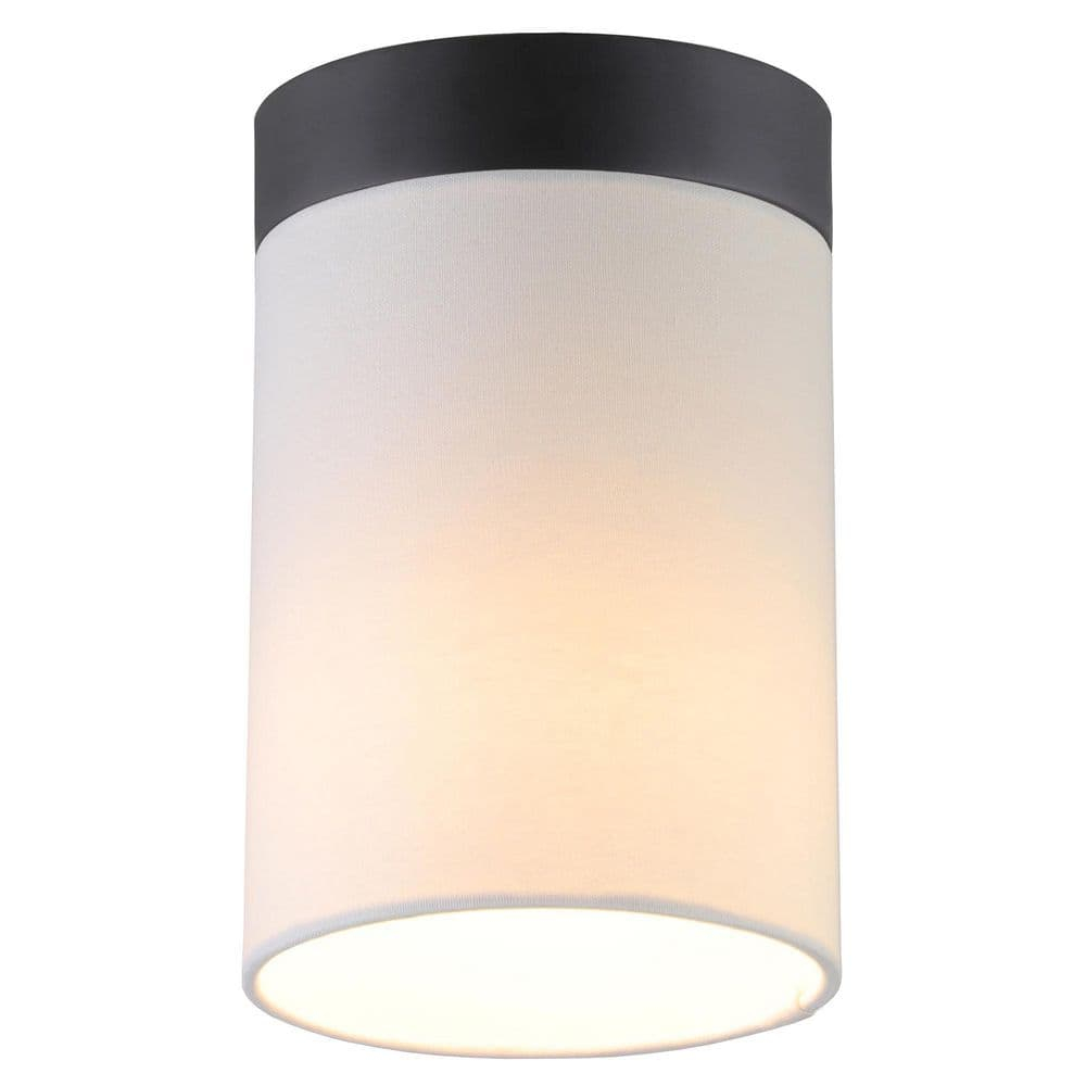 Evelyn&Zoe 6" Blackened Bronze Metal/Fabric Semi Flush Mount