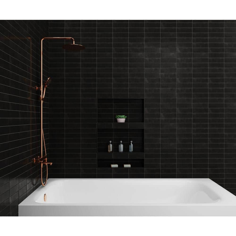 Bedrosians Cloe Rectangle Gloss Ceramic Tile 3 x 8, Black (10.64 sq. ft./Case)