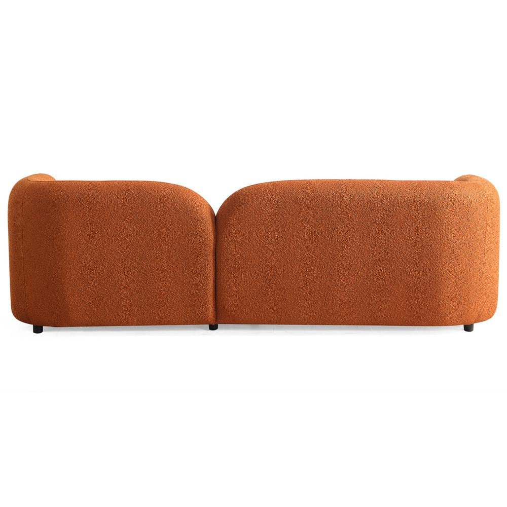 Pemberly Row Luxury Modern Orange Boucle Fabric Curvy Arm Couch