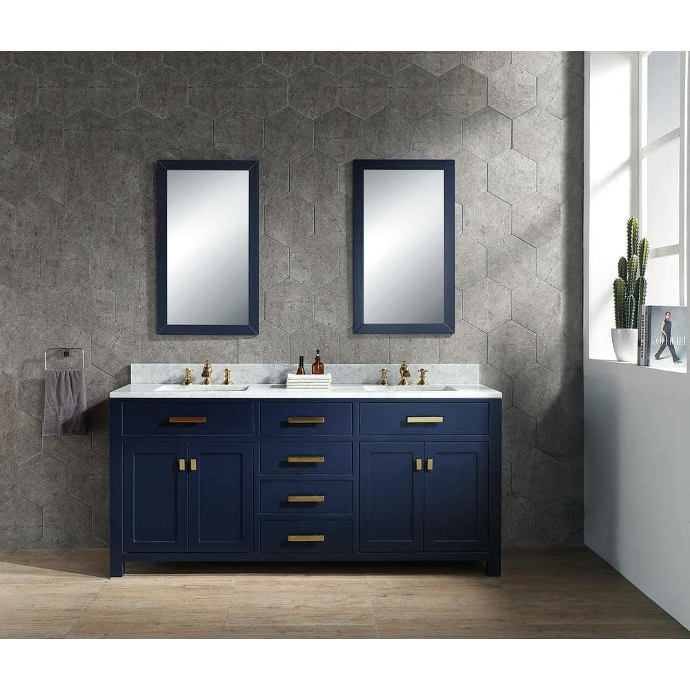 Madison 72" Monarch Blue Double Sink Vanity with Marble Top