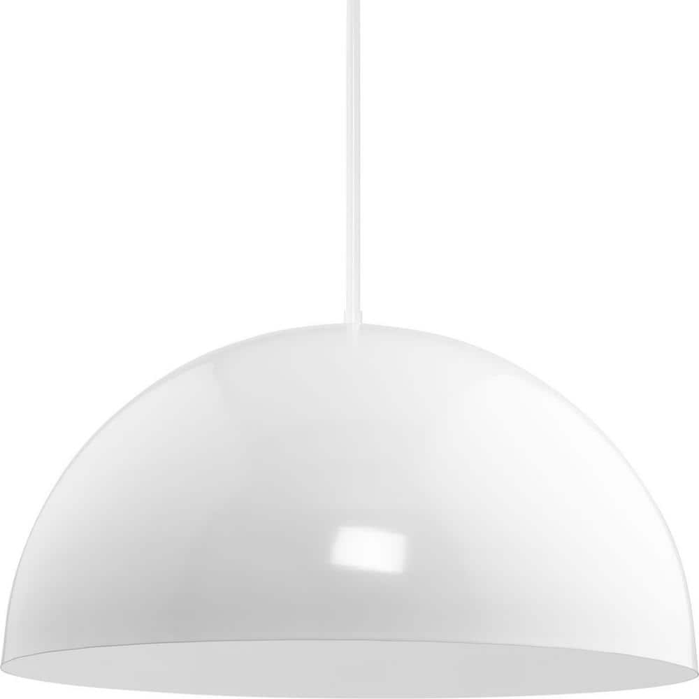 Progress Lighting, Perimeter, 1-Light Pendant, Brushed Nickel, White Interior Shade