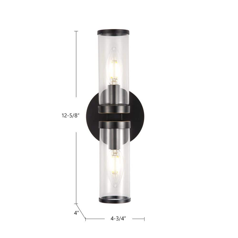 Revolve Elegance Polished Nickel & Clear Glass Cylinder Wall Sconce