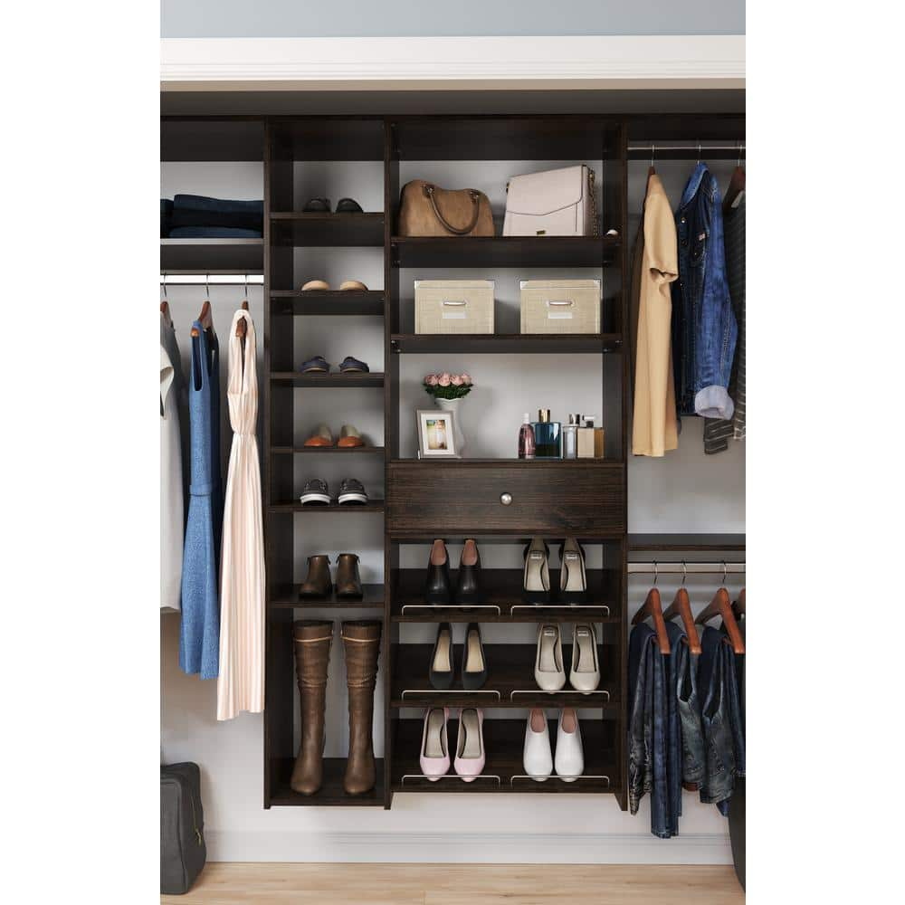 Drevy RS1423-TON Wood 24 Inch Organizer Shelf Accessory Compatible with Drevy Closet Systems for Additional Storage, Truffle Brown (2 Pack)