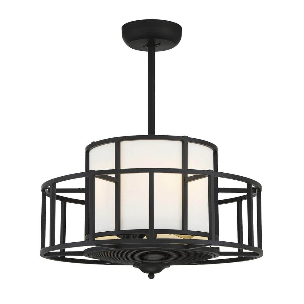 Matte Black Four Light Fan D'Lier from the Oslo Collection
