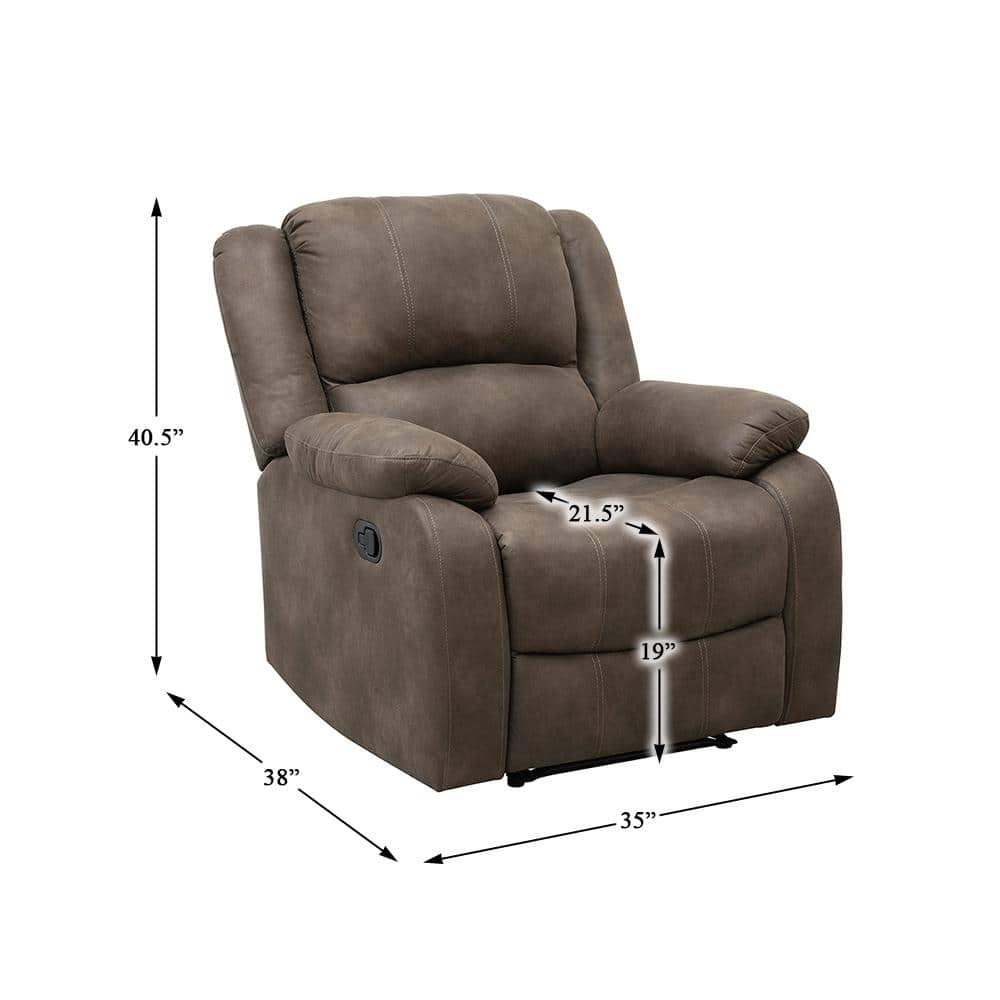 Lexicon Fairview Polished Microfiber Upholstered Manual Recliner in Brown