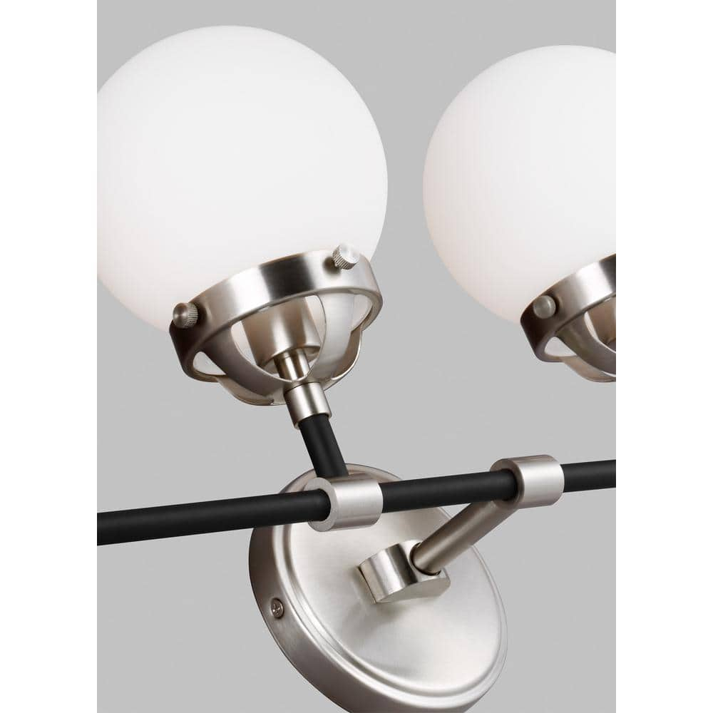 Midnight Black and Brushed Nickel 4-Light Vanity with Etched Glass
