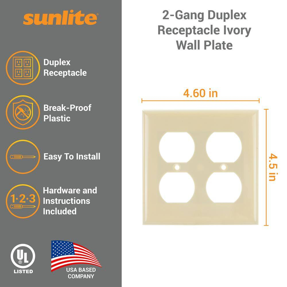 Ivory 2-Gang Plastic Duplex Outlet Wall Plate Covers
