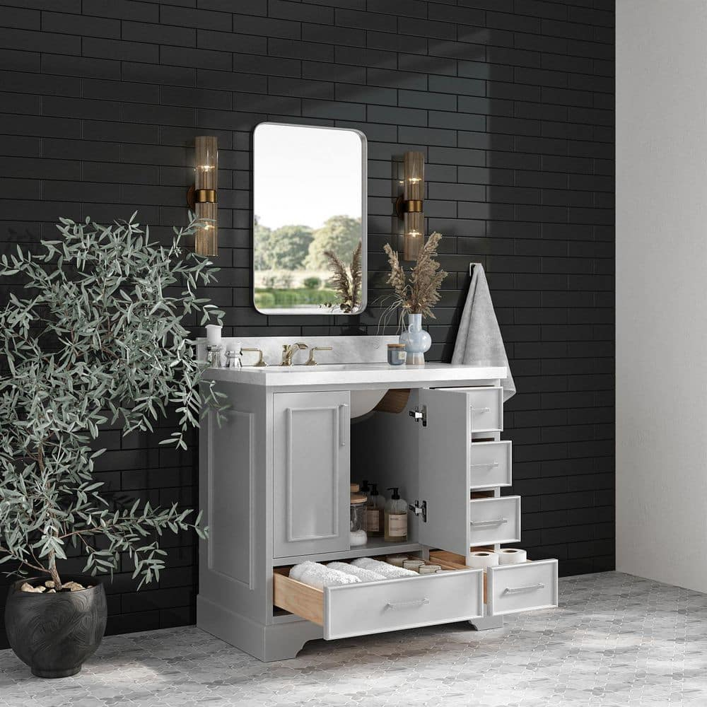 Ariel M037slcwrvo Stafford 37" Free Standing Single Basin Vanity Set - Grey