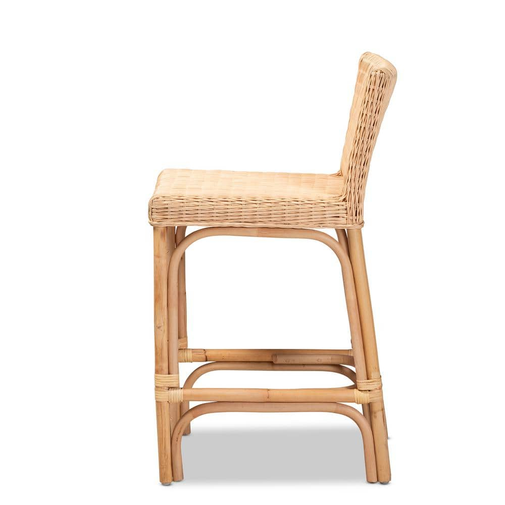 Athena Natural Rattan Counter Stool with Footrests
