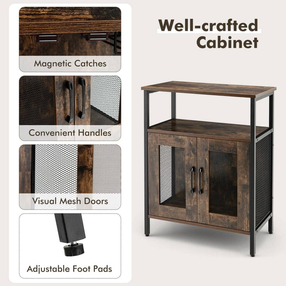 Industrial Sideboard Buffet Cabinet with Removable Wine Rack