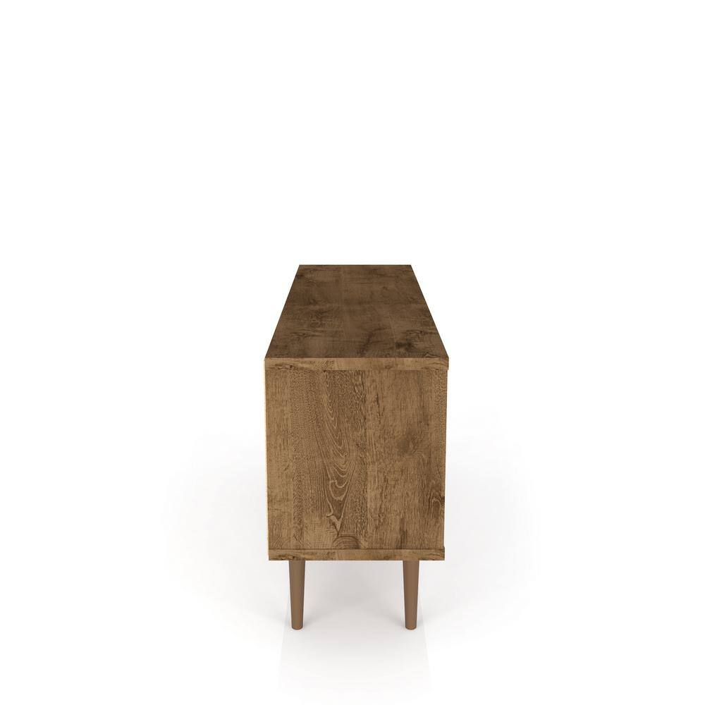 Liberty 53.14" Mid-Century Modern TV Stand with 5 Shelves and 1 Door  with Solid Wood Legs