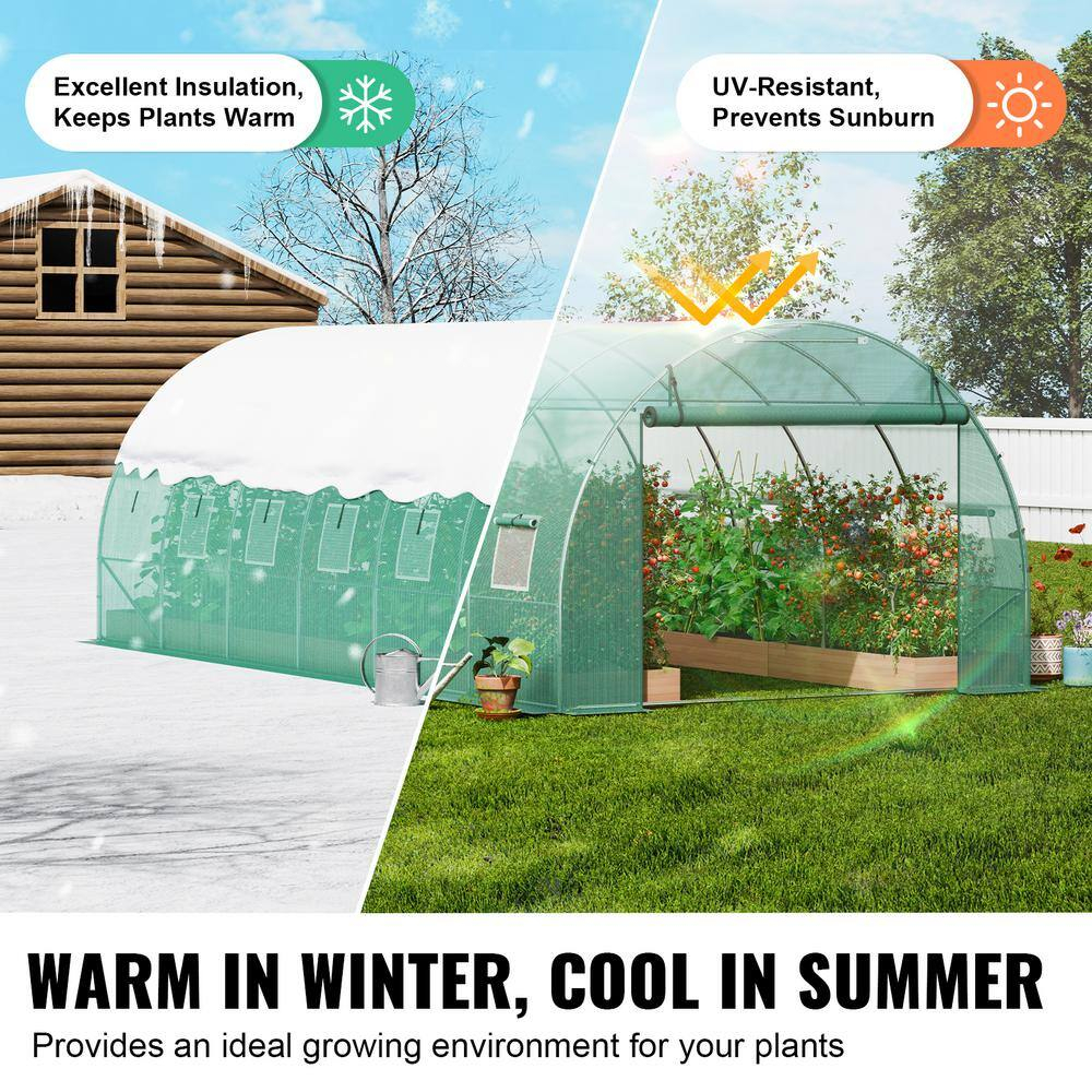 Large Green Walk-In Tunnel Greenhouse with Galvanized Steel Frame