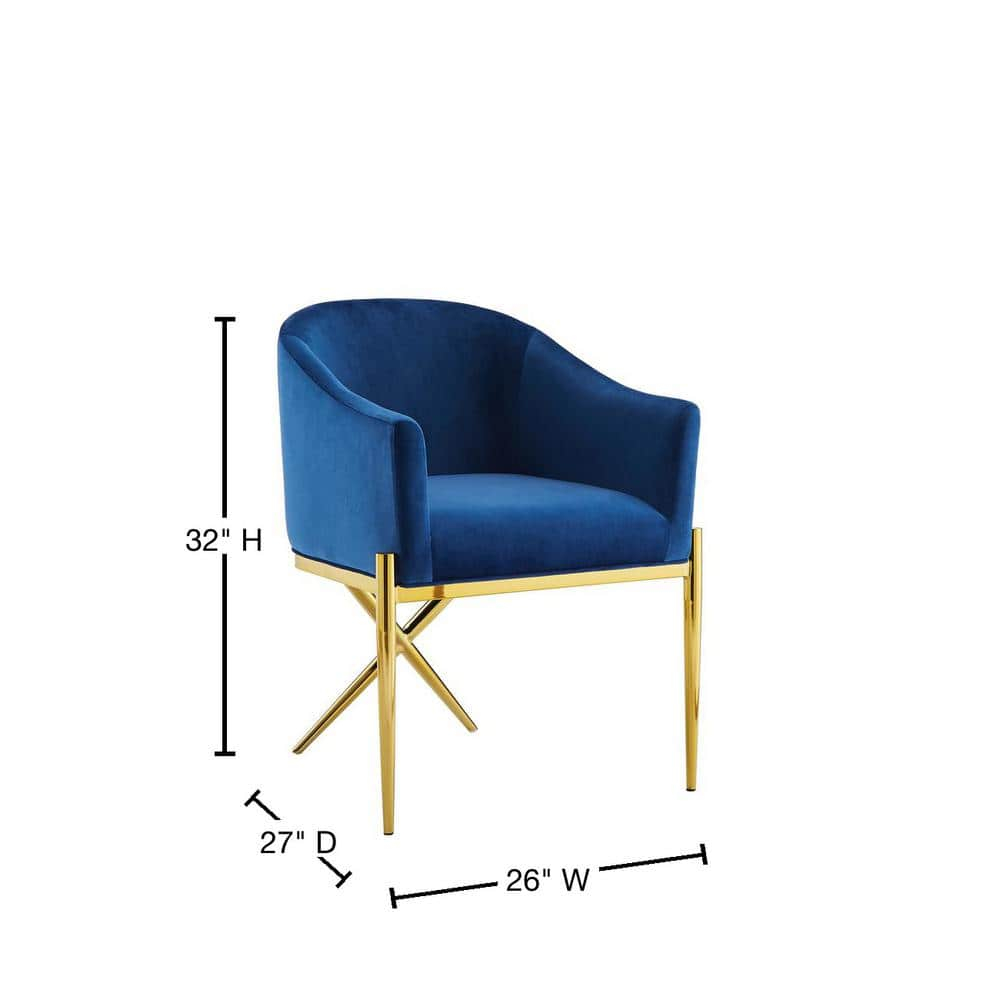 Best Master Dalton Navy Velvet Side Chairs in Gold