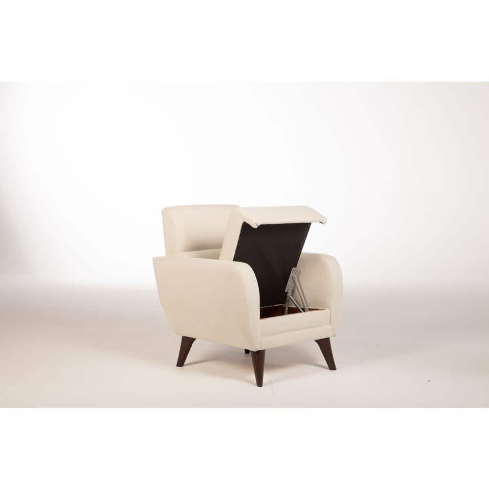 Lugano Mid-Century Modern Beige Accent Chair with Storage