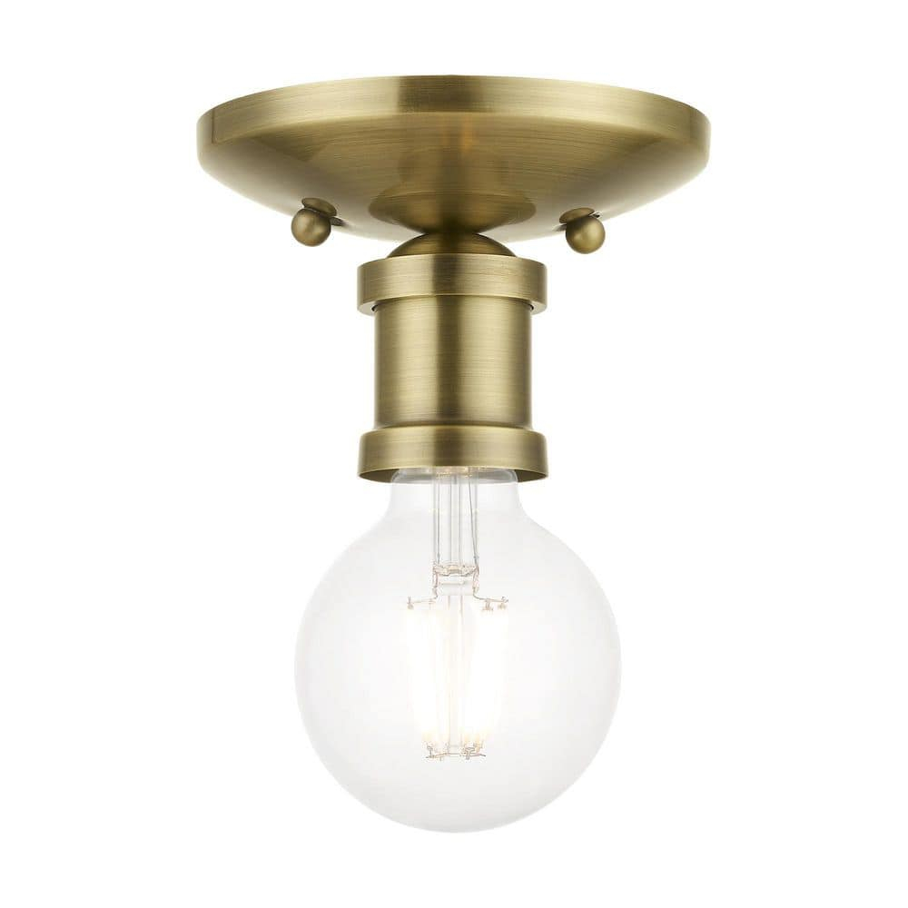 Livex Lighting Lansdale 1 - Light Flush Mount in  Antique Brass