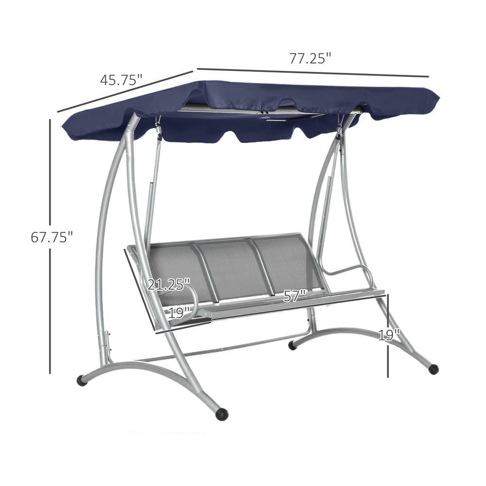 Outsunny 3-Seater Patio Swing Chair with Canopy Top for Backyard Balcony