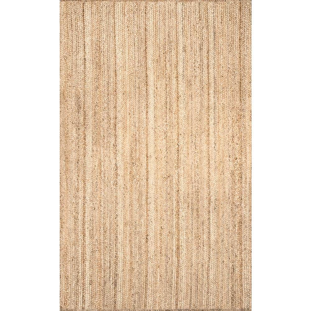 nuLOOM Rigo Hand Woven Farmhouse Jute Area Rug, 5' x 8', Natural
