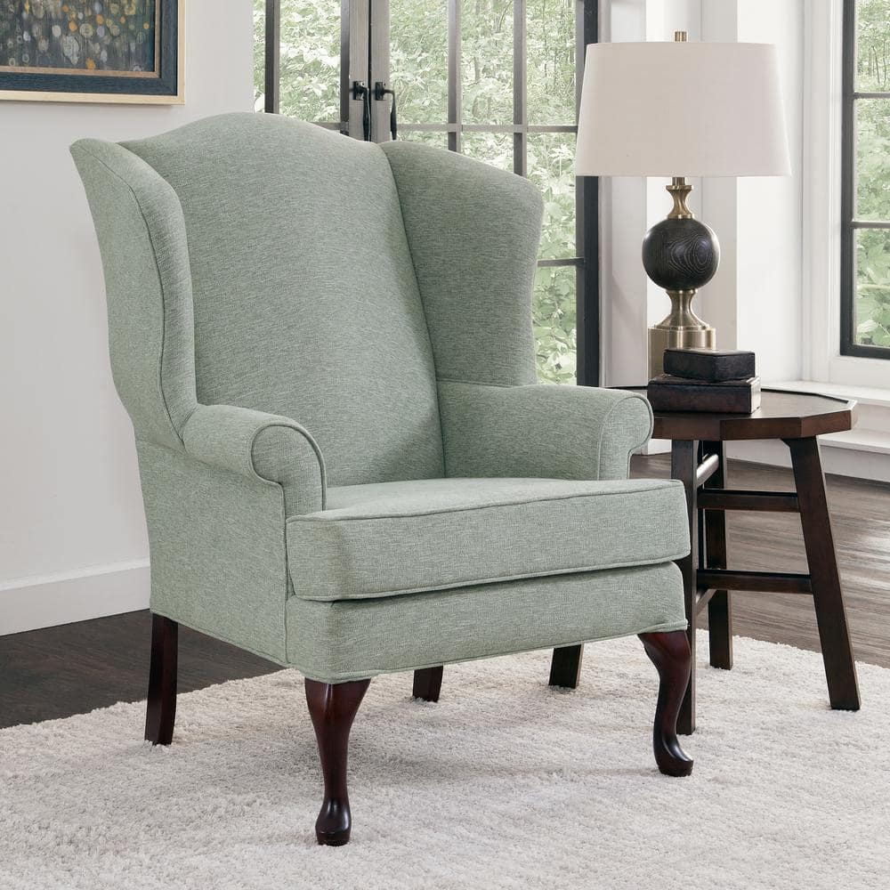 Comfort Pointe Crawford Cadet Green Fabric Wing Back Accent Chair
