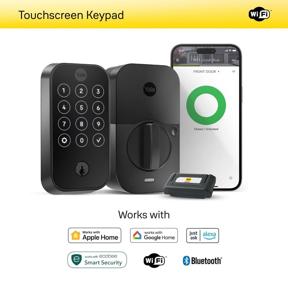 Assure Lock 2; Smart Door Lock with WiFi and Touchscreen Keypad; Black Suede