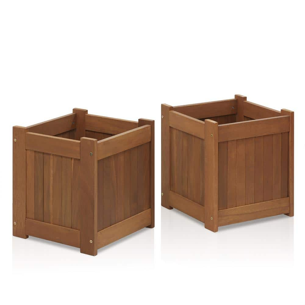 Furinno 15" x 15" x 18" Brown Wood Planter Boxes (2 Pack)