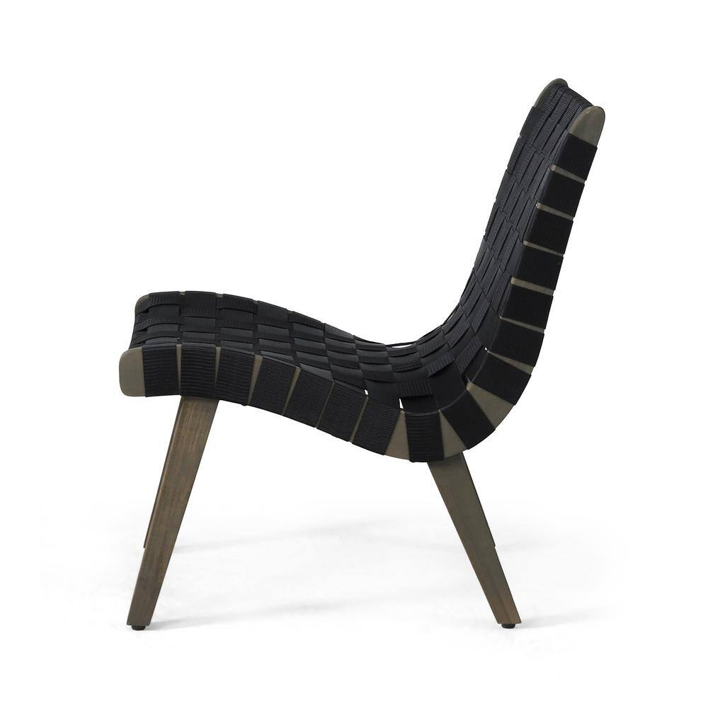 Morganton Rope Weave Outdoor Lounge Chair, Set of 2, Black and Teak