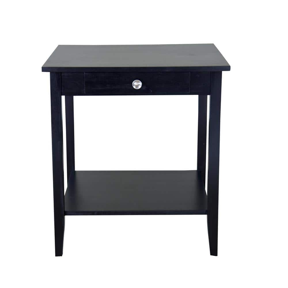 Casual Contemporary Living 2-Tier Solid Acacia End Table with Drawer - Black