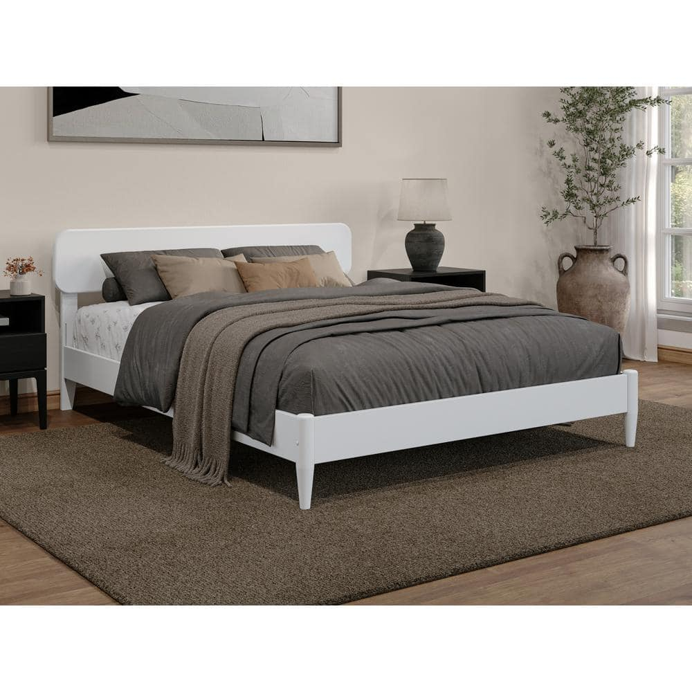 AFI Florence Queen Solid Wood Low Profile Platform Bed, White