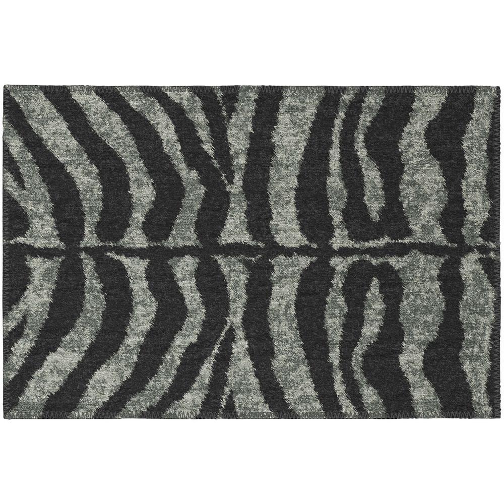 Addison Rugs Addison Indoor/ Outdoor Safari Zebra Animal Print Washable Area Rug 1'8" x 2'6" - Shadow