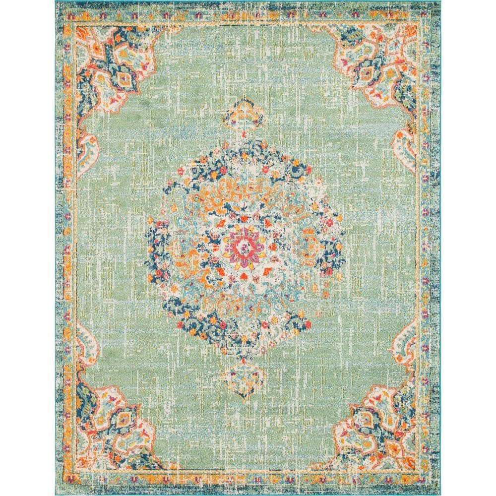 Unique Loom Penrose Collection Area Rug - Alexis (8' x 10' Rectangle Green/Black)