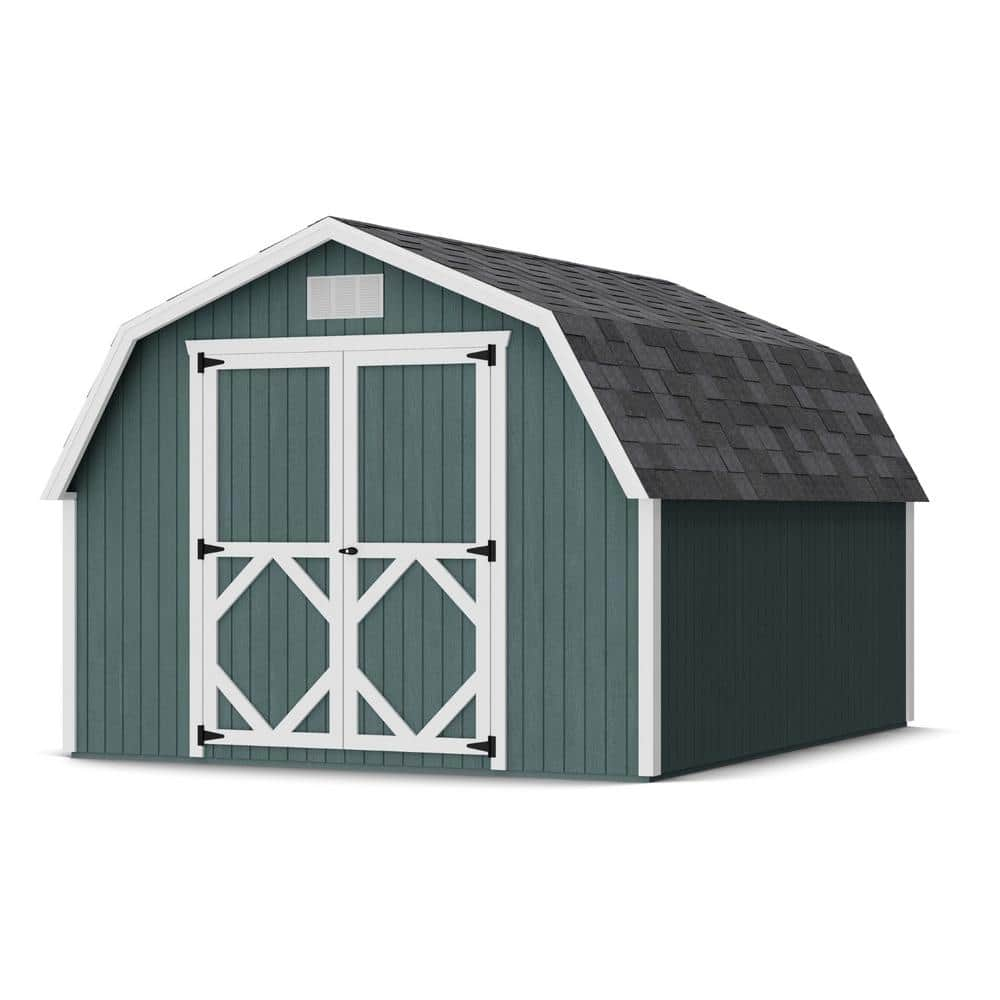 Little Cottage Co. 10x12 Classic Gambrel Barn with 4 ft. Sidewalls and Floor, Outdoor Wood Storage Shed Do-It-Yourself Precut Kit