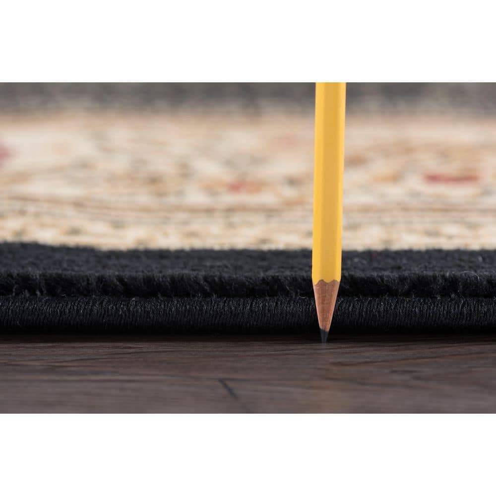 Tayse Sensation 2 x 3 (ft) Loomed Polypropylene Black Rectangular Indoor Floral/Botanical Oriental Throw rug