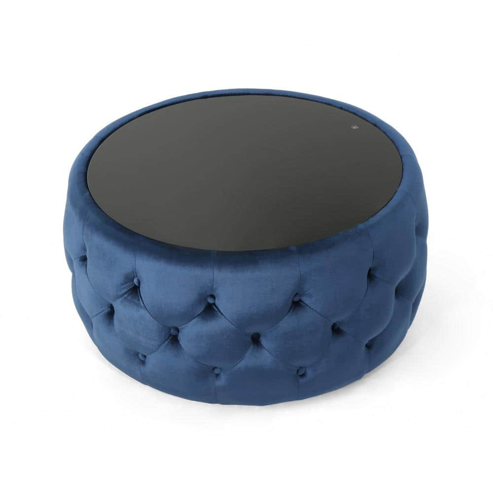 Noble House Merna Glam Velvet Coffee Table, Cobalt