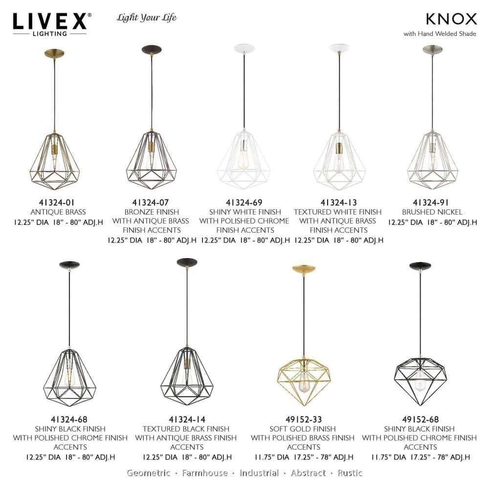 Livex Lighting Knox 1 - Light Pendant in  Textured Black/Polished Chrome