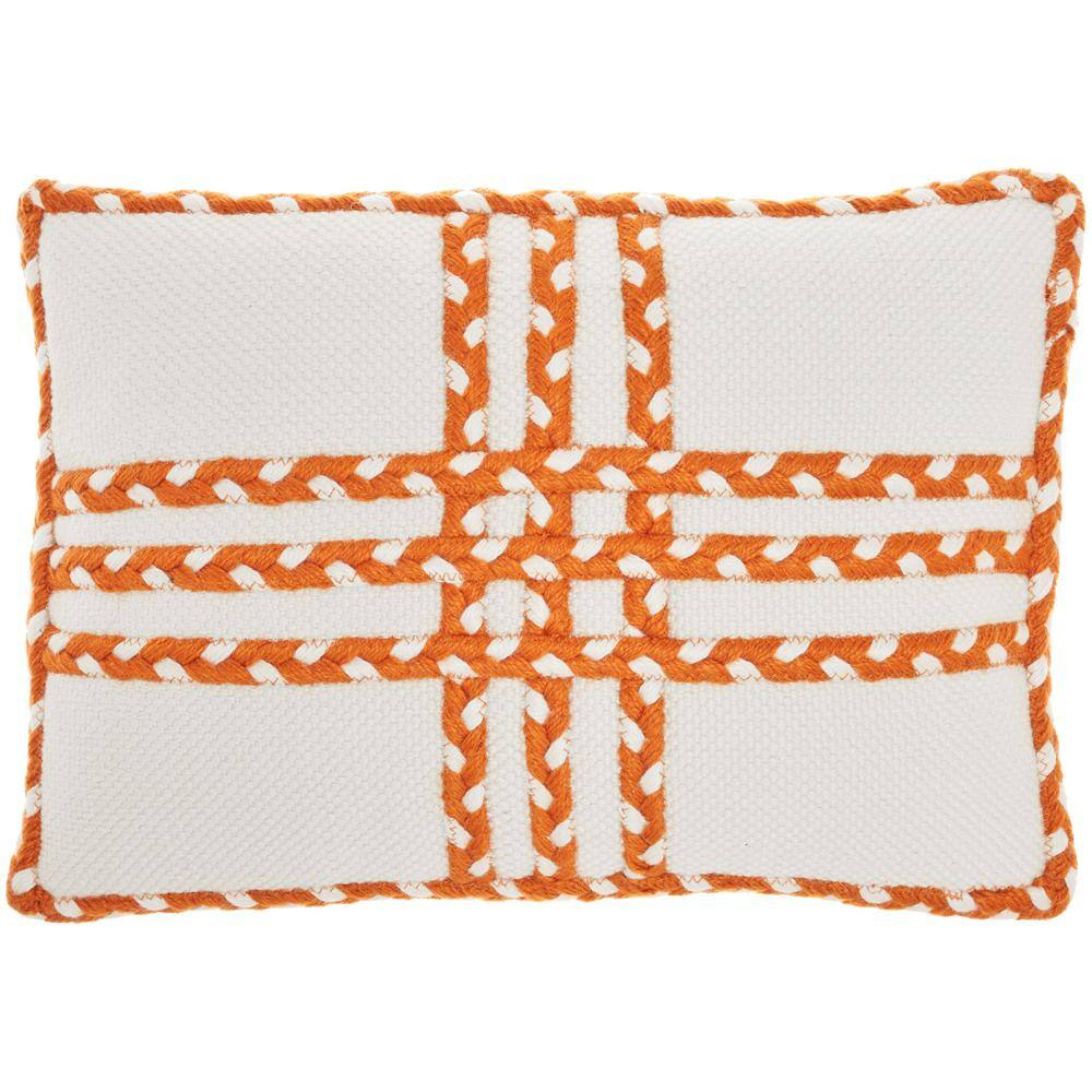 Nourison Crossed Braids Orange 14" x 20" Indoor/Outdoor Throw Pillow