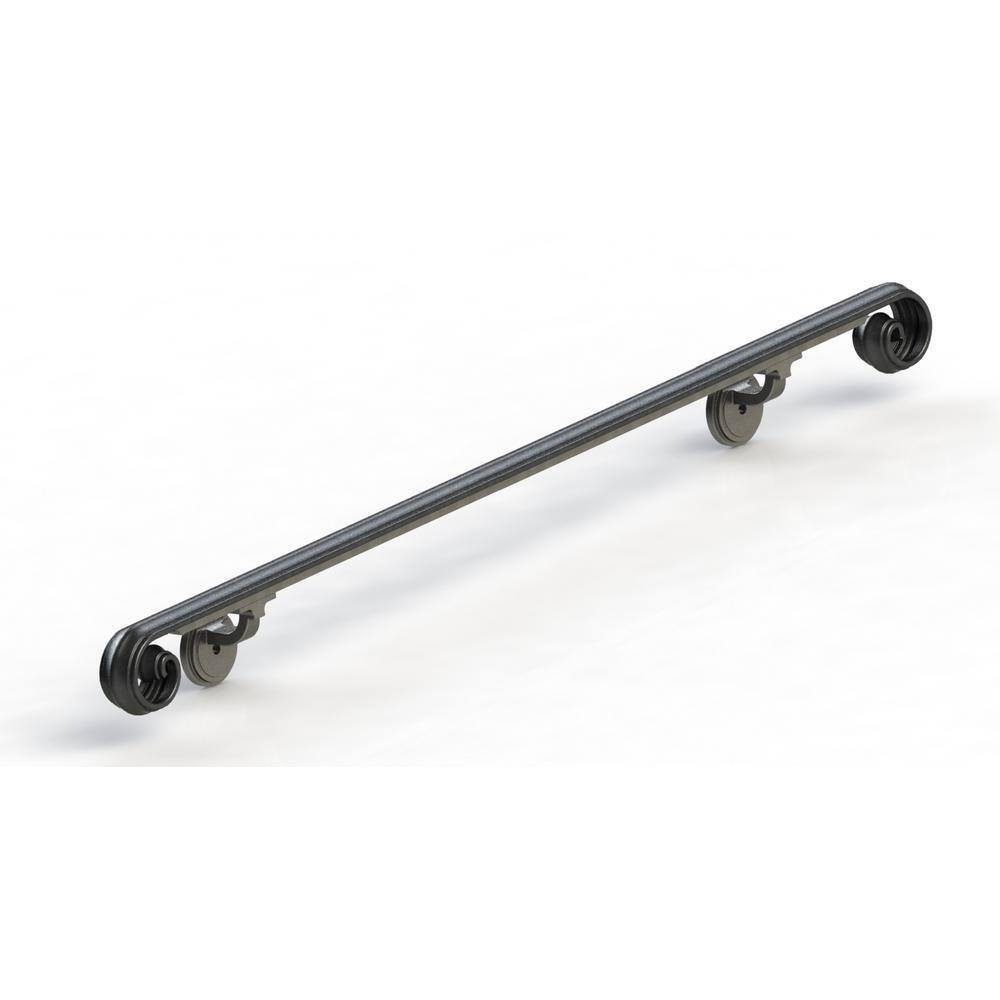 Arc and Hammer Scroll Wrought Iron Handrail