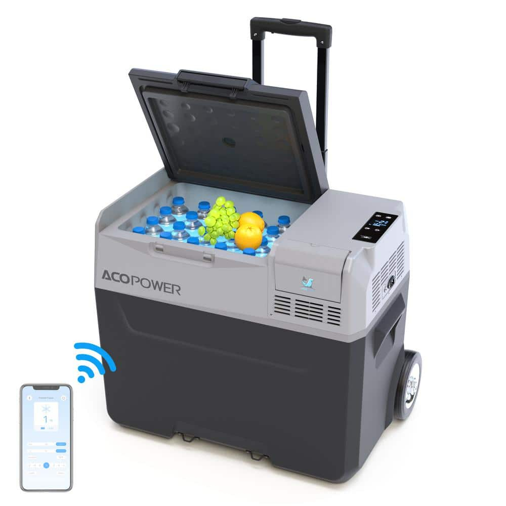 42 qt. Car Freezer Portable Refrigerator with APP Control and 6 in. off-Road Wheels, 12-Volt, 45W Cooler Freezer